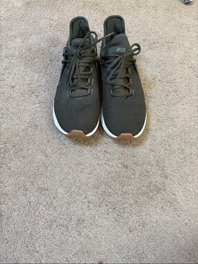 Puma Black Mesh Sneakers with White Midsole and Brown Toe